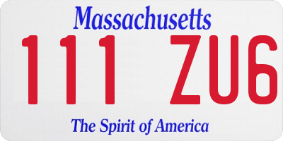 MA license plate 111ZU6