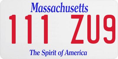 MA license plate 111ZU9