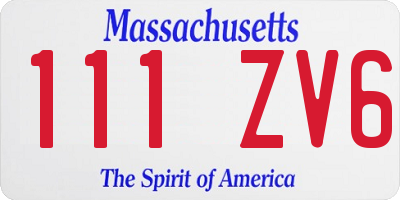 MA license plate 111ZV6