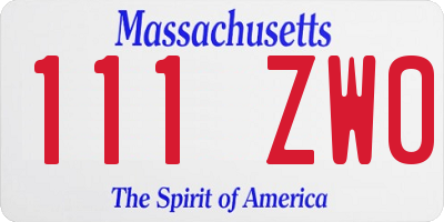 MA license plate 111ZW0