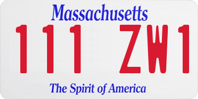 MA license plate 111ZW1