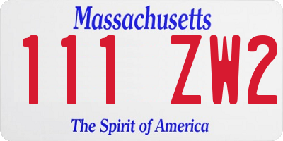 MA license plate 111ZW2