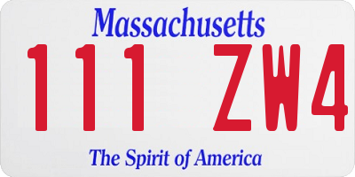 MA license plate 111ZW4