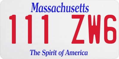 MA license plate 111ZW6