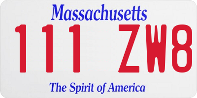MA license plate 111ZW8