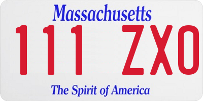 MA license plate 111ZX0