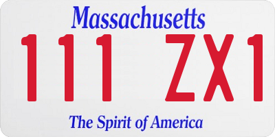 MA license plate 111ZX1