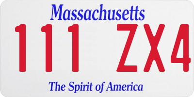 MA license plate 111ZX4