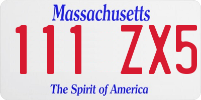 MA license plate 111ZX5