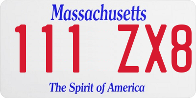 MA license plate 111ZX8