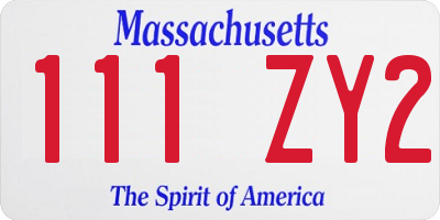 MA license plate 111ZY2