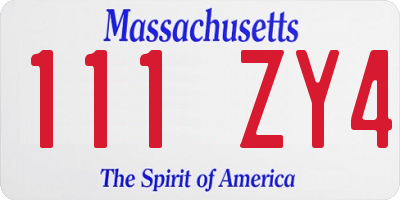MA license plate 111ZY4