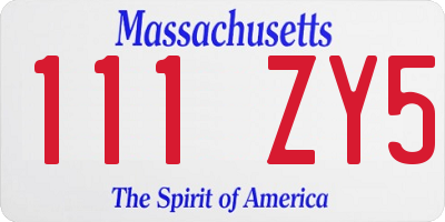 MA license plate 111ZY5