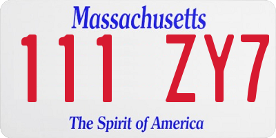 MA license plate 111ZY7