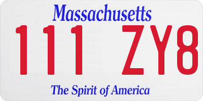 MA license plate 111ZY8