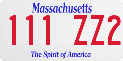 MA license plate 111ZZ2