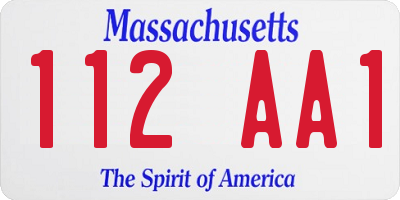 MA license plate 112AA1