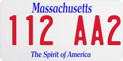 MA license plate 112AA2