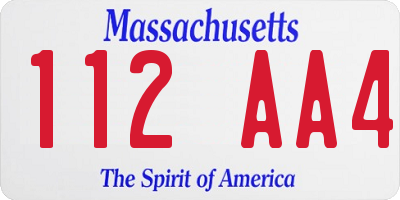 MA license plate 112AA4