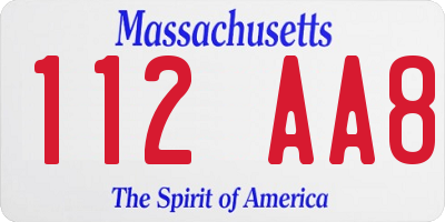 MA license plate 112AA8