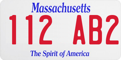 MA license plate 112AB2