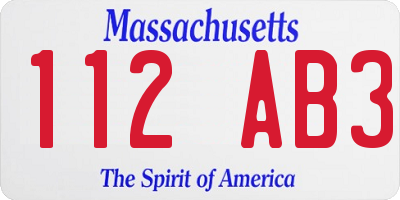 MA license plate 112AB3