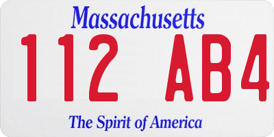 MA license plate 112AB4