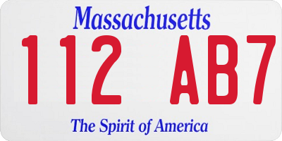 MA license plate 112AB7