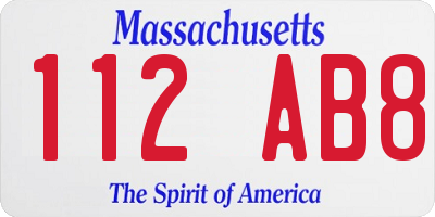 MA license plate 112AB8