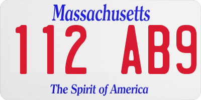 MA license plate 112AB9