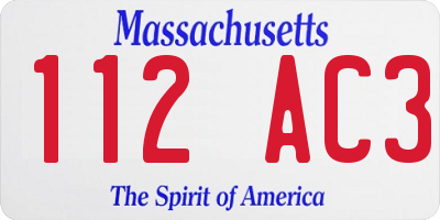 MA license plate 112AC3