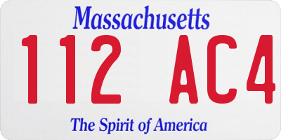 MA license plate 112AC4