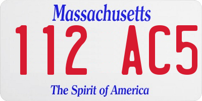 MA license plate 112AC5