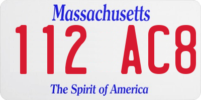 MA license plate 112AC8