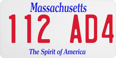 MA license plate 112AD4
