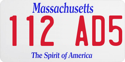 MA license plate 112AD5