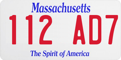 MA license plate 112AD7