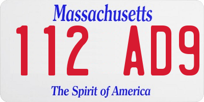 MA license plate 112AD9