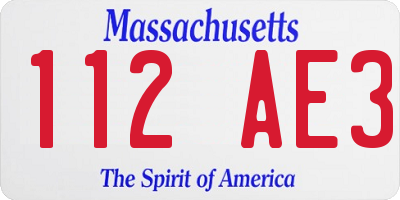MA license plate 112AE3