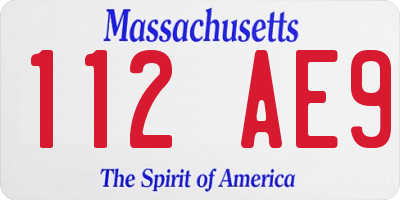 MA license plate 112AE9
