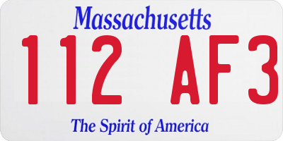 MA license plate 112AF3