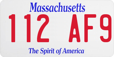 MA license plate 112AF9