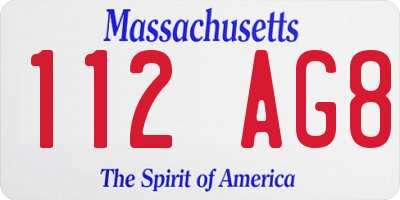 MA license plate 112AG8