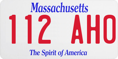 MA license plate 112AH0