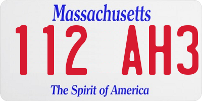 MA license plate 112AH3