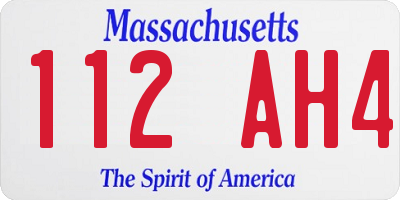 MA license plate 112AH4
