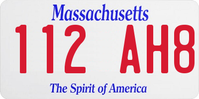 MA license plate 112AH8