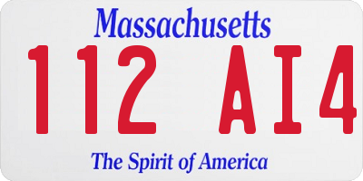 MA license plate 112AI4