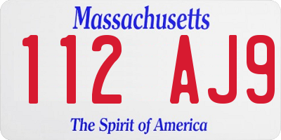 MA license plate 112AJ9