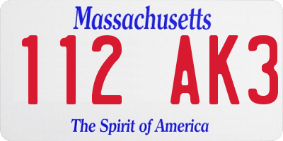 MA license plate 112AK3
